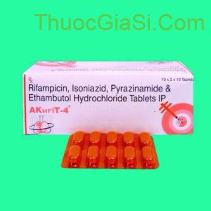 AKurit - 4 – Thuốc điều trị lao phối hợp 4 hoạt chất(Rifampicin, Isoniazid, Pyrazinamide và Ethambutol Hydrochloride)