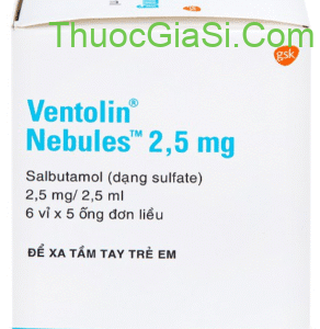 Dung dịch khí dung Ventolin Nebules 2.5mg GSK điều trị, ngăn ngừa co thắt phế quản (6 vỉ x 5 ống)