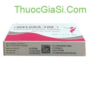 Thuốc điều trị rối loạn cương dương Welgra-100 (Sildenafil citrate)-hộp 1 vỉ x 4 viên 2 Welgra - 100|thuocgiasi.com