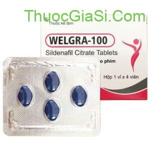 Thuốc điều trị rối loạn cương dương Welgra-100 (Sildenafil citrate)-hộp 1 vỉ x 4 viên