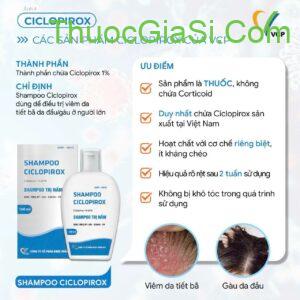Shampoo Ciclopirox - điều trị nấm đầu VCP 100ml 2 shampooCiclopirox100mlVCP