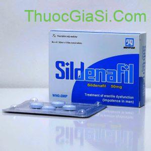 Sildenafil 50mg Nadyphar hộp 4 viên điều trị rối loạn cương dương, tăng áp động mạch phổi