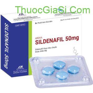 Sildenafil 50mg AROVA - điều trị rối loạn cương dương, yếu sinh lý - vỉ 4 viên