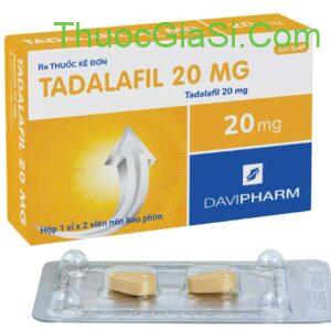 Tadalafil 20mg DAVIPHARM H/2v điều trị yếu sinh lý, xuất tinh sớm, rối loại cương dương