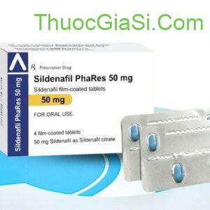 Sildenafil Phares 50mg hộp 4 viên thuốc điều trị rối loạn cương dương, tăng áp động mạch phổi