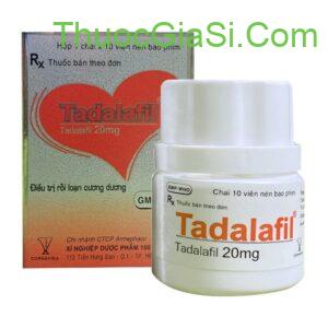 Tadalafil 20mg chai 10 viên điều trị rlcd, dương vật khó cương