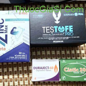 Thuốc Ciatic 20 (TADALAFIL 20MG) H/2v điều trị rối loạn cương dương nam giới 1 Ciatic 20 (Tadalafil 20mg), Beta Zinc Max (Kẽm Gluconate, Testofe Pro, Duraject 60 (Dapoxetin 60mg(
