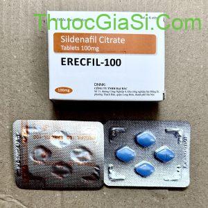 Erecfil-100 Sildenafil Citrate 100mg điều trị rối loạn cương dương (1 vỉ x 4 viên)