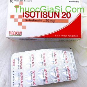 ISOTISUN 20 (Isotretinoin 20mg) Medisun điều trị mụn trứng cá, giảm tiết bã nhờn