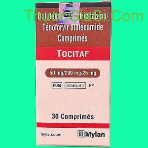 TOCITAF 50mg/200mg/25mg Mylan H/30v (Dolutegravir/Emtricitabine/Tenofovir Alafenamide) điều trị dự phòng HIV 1 thuoc tocitaf mylan h 30v dolutegravir emtricitabine tenofovir alafenamide dieu tri du phong hiv 4942 1 e1746855985411