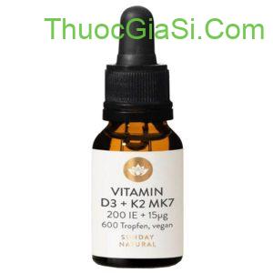 Vitamin D3 + K2 MK7 200 IE + 15μg Vegan tăng cường hấp thu canxi