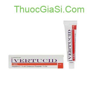 Vertucid Gel tuýp 15g  trị mụn trứng cá, mụn viêm, mụn mủ, tiêu nhân mụn hàng nhập khẩu