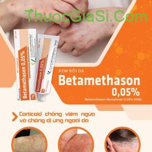 Betamethason 0,05 % VCP điều trị viêm da cơ địa, ngứa dị ứng, vảy nến, chàm