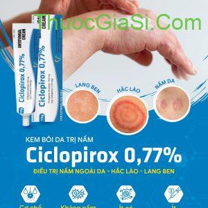 Ciclopirox 0,77% (Ciclopirox Olamine 1%) điều trị nấm da, nấm đồng tiền, nấm men