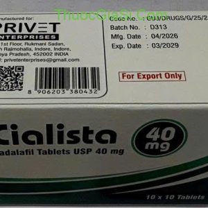 Cialista 40mg (Tadalafil 40 mg) - thuốc trị rối loạn cương dương - vỉ 10 viên 2 Cialista|thuocgiasi.com